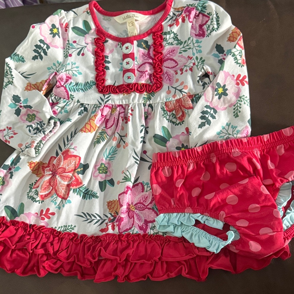 Matilda Jane Floral Dress with Red Accents